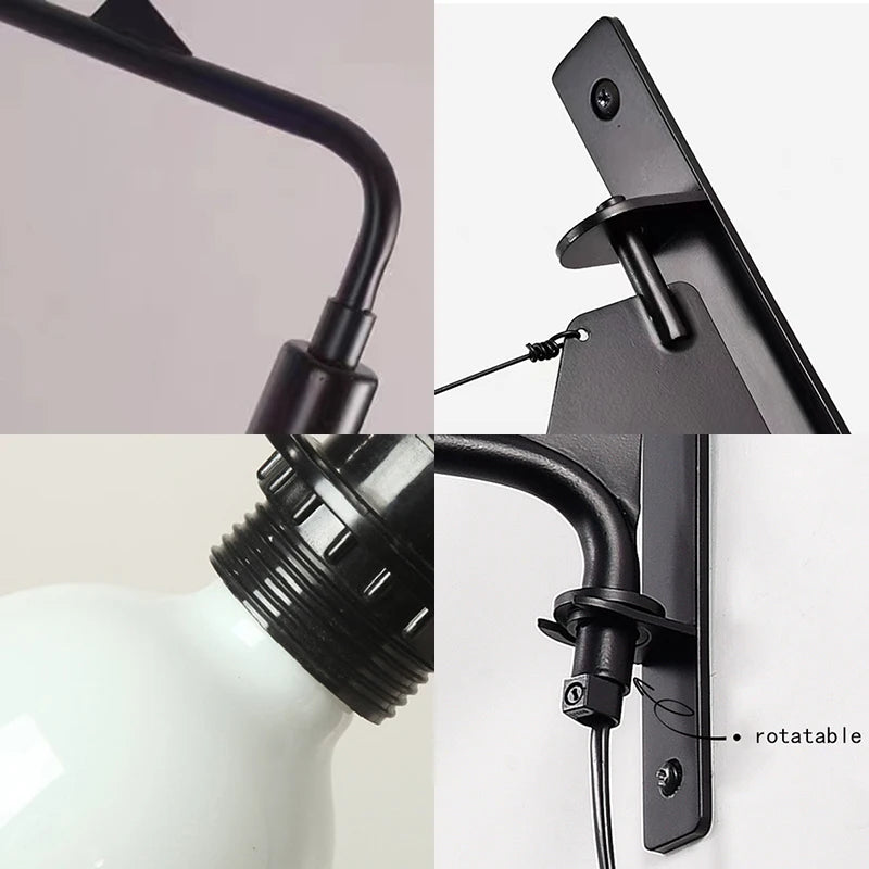 applique murale minimaliste à bras long rotatif avec interrupteur - vue 5 sur 7