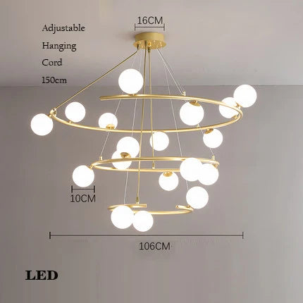 lustre créatif en fer et verre pour décoration élégante