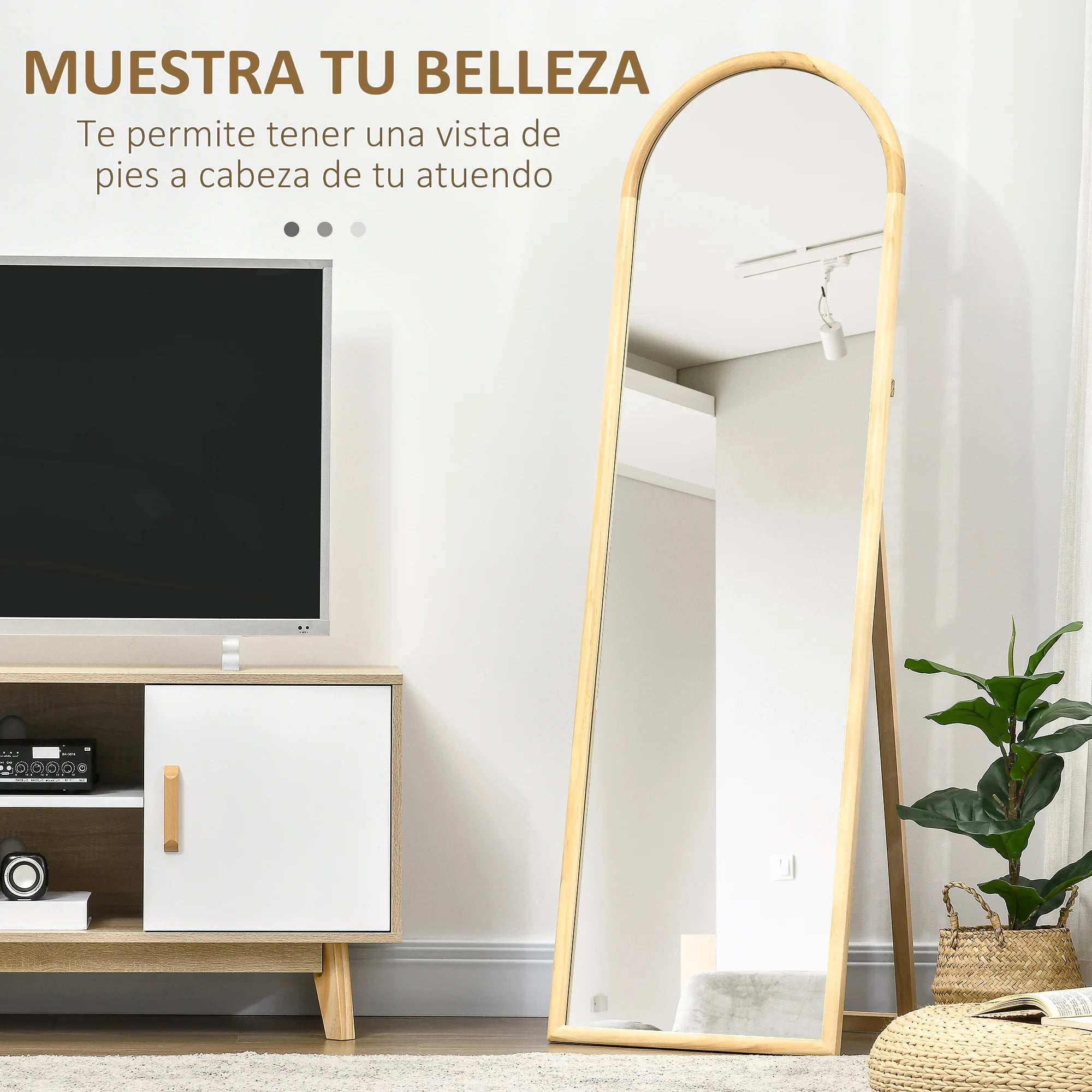 miroir de sol en bois massif design élégant pour intérieur - vue 5 sur 7