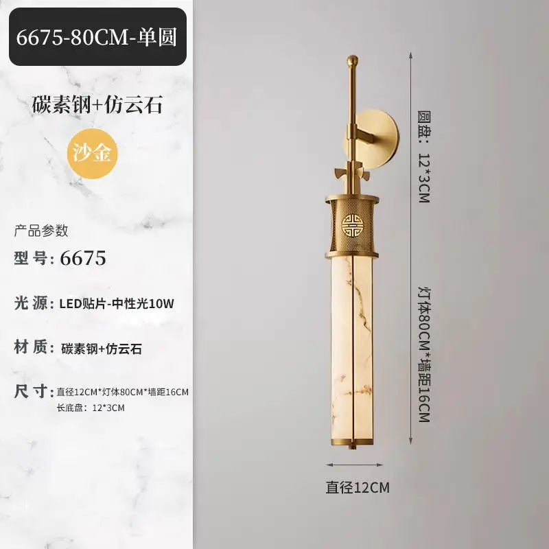 applique murale en marbre style chinois avec éclairage led design - vue 9 sur 14
