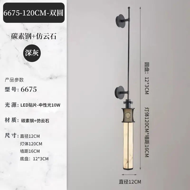 applique murale en marbre style chinois avec éclairage led design - vue 8 sur 14