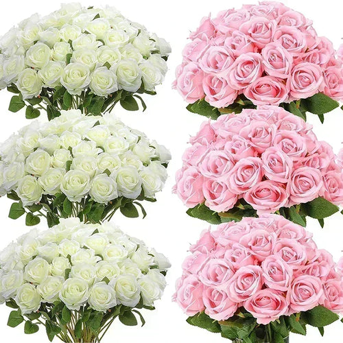 lot de 50 roses artificielles en soie pour décoration et événements festifs - vue 25 sur 24