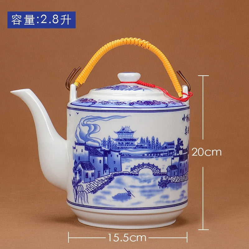 Théière en céramique jingdezhen grande capacité style chinois - vue 3 sur 7