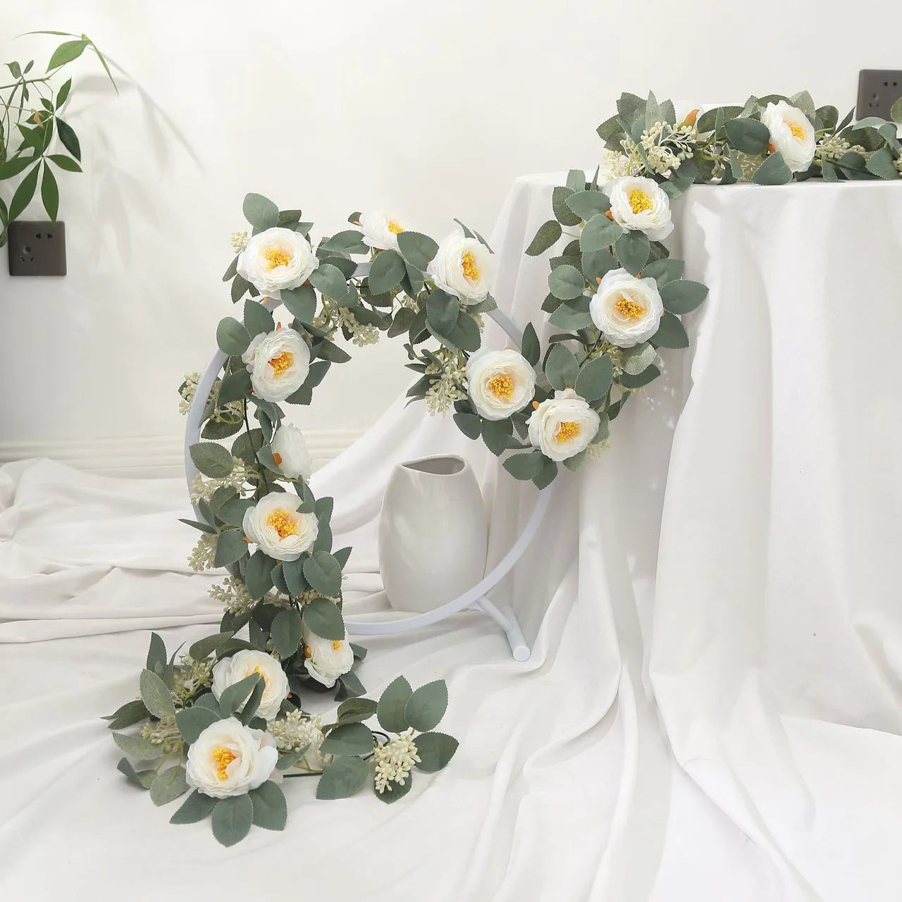 soie simulation rose fausse fleur vignes décoratives artificielles - vue 3 sur 11