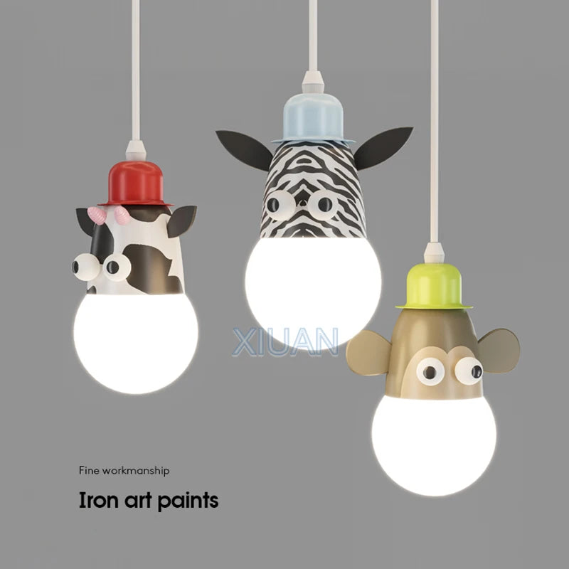 lustre dessin animé animal avec veilleuses nuage pour enfants - vue 6 sur 7