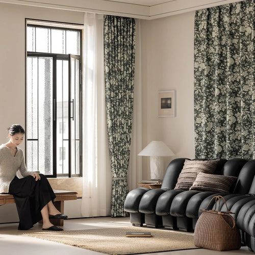 Rideau occultant floral style naturel pour chambre salon
