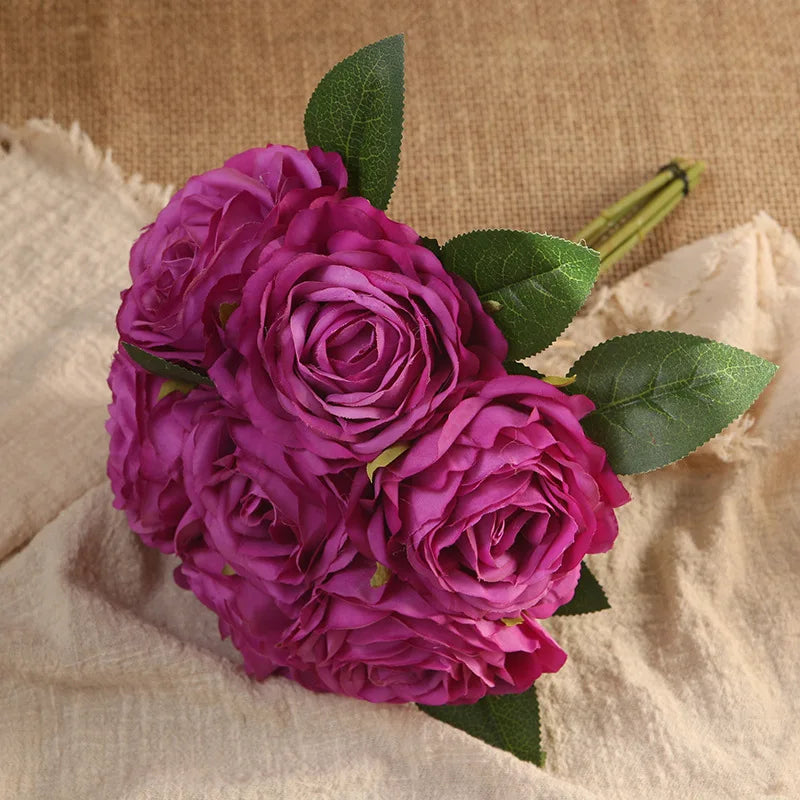 bouquet de roses artificielles décoration intérieure et extérieure fleurs faux - vue 14 sur 18