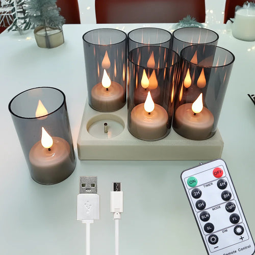 lot de 6 ou 12 bougies led rechargeables avec minuterie et clignotantes - vue 11 sur 10