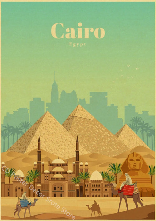 affiche vintage des villes du monde pour décoration murale