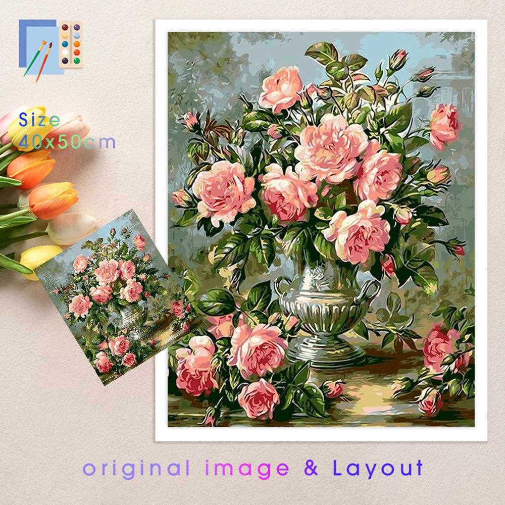 kit de peinture par numéro fleurs à colorier pour adultes - vue 5 sur 7