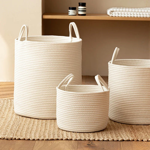 panier de rangement en corde pour jouets et linge enfant - vue 2 sur 7