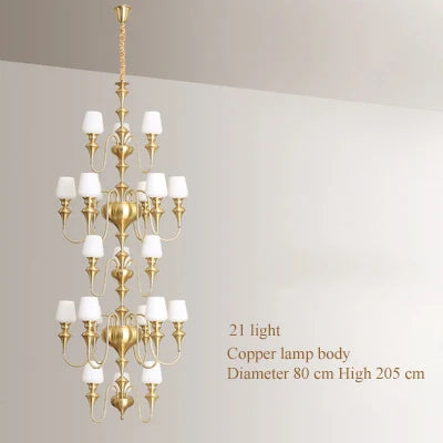 lustre en cuivre avec abat jour en verre élégant et moderne - vue 10 sur 22