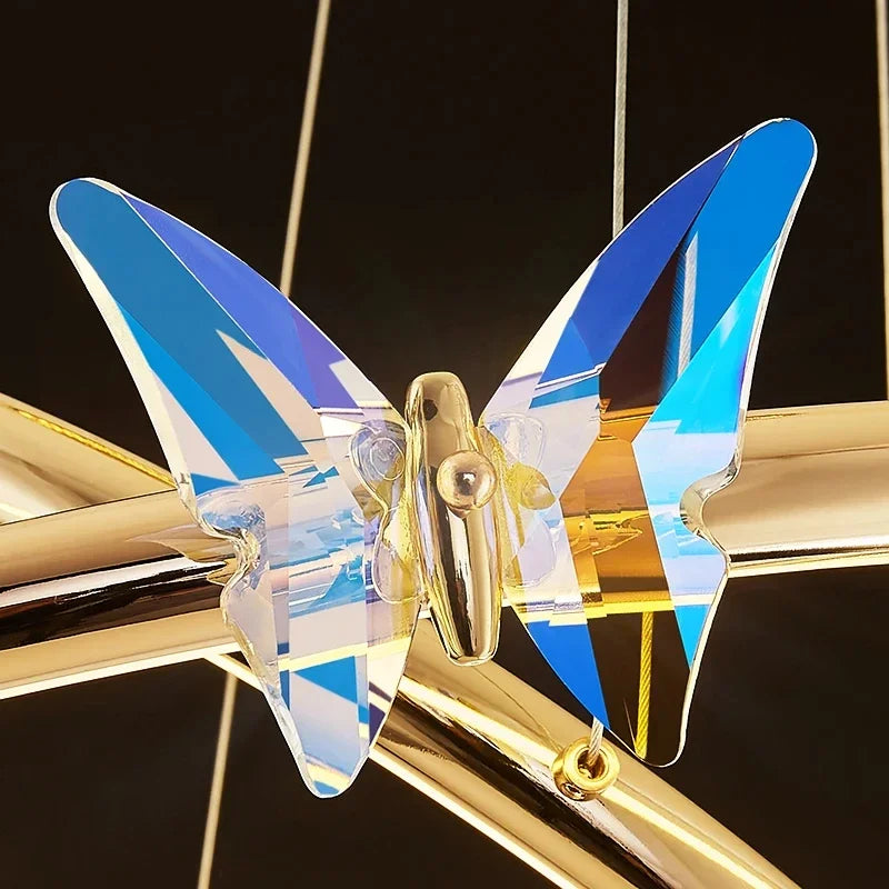lustre moderne en forme de papillon avec anneau doré décoratif - vue 6 sur 12