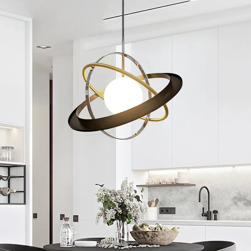 lustre à led design rings of planet pour intérieur suspendu - vue 6 sur 7