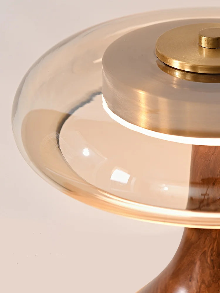 lampe de bureau rétro en bois et verre pour intérieur élégant - vue 5 sur 8