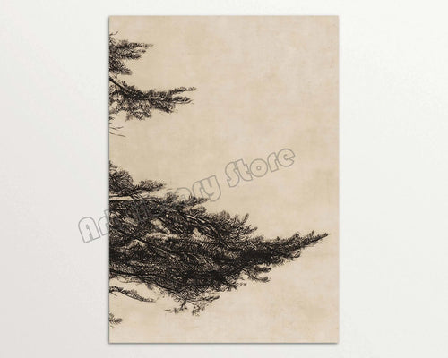 triptyque vintage branche de pin art mural décoration intérieure