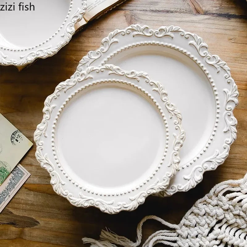 Service de table ceramique relief style vintage restaurant