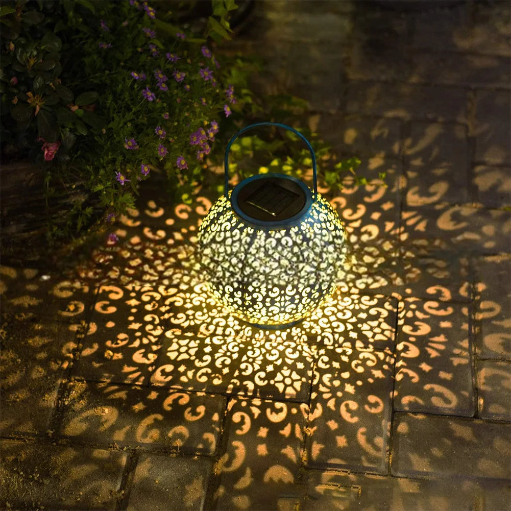 lanterne solaire suspendue en métal pour jardin et patio - vue 3 sur 7