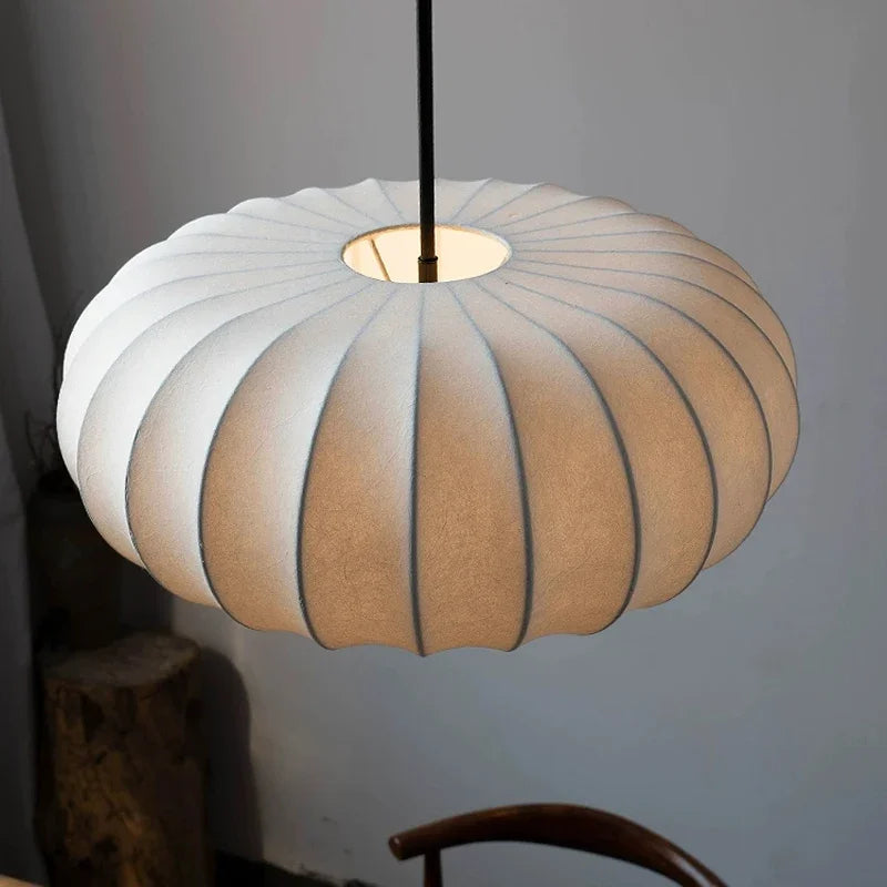lustre nordique simple wabi sabi en soie led loft