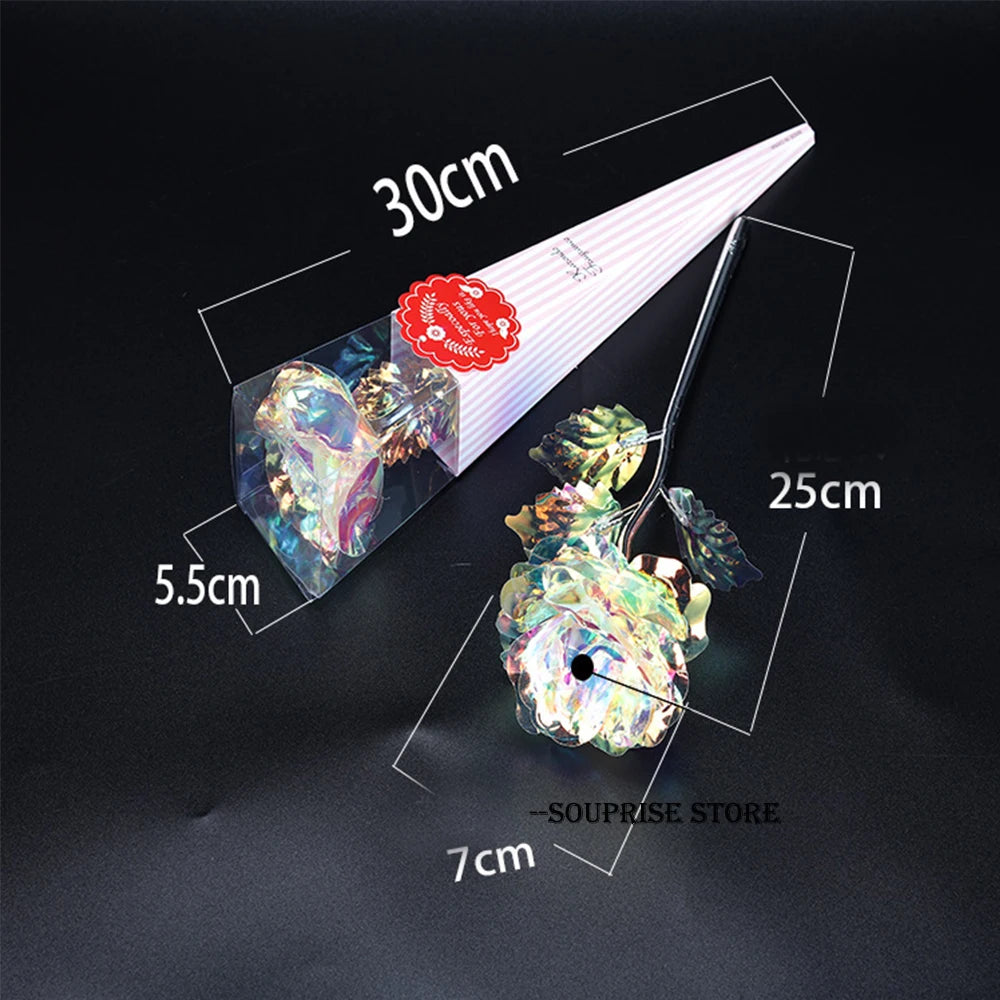 roses artificielles en aluminium 24 carats pour décoration et cadeaux - vue 7 sur 7