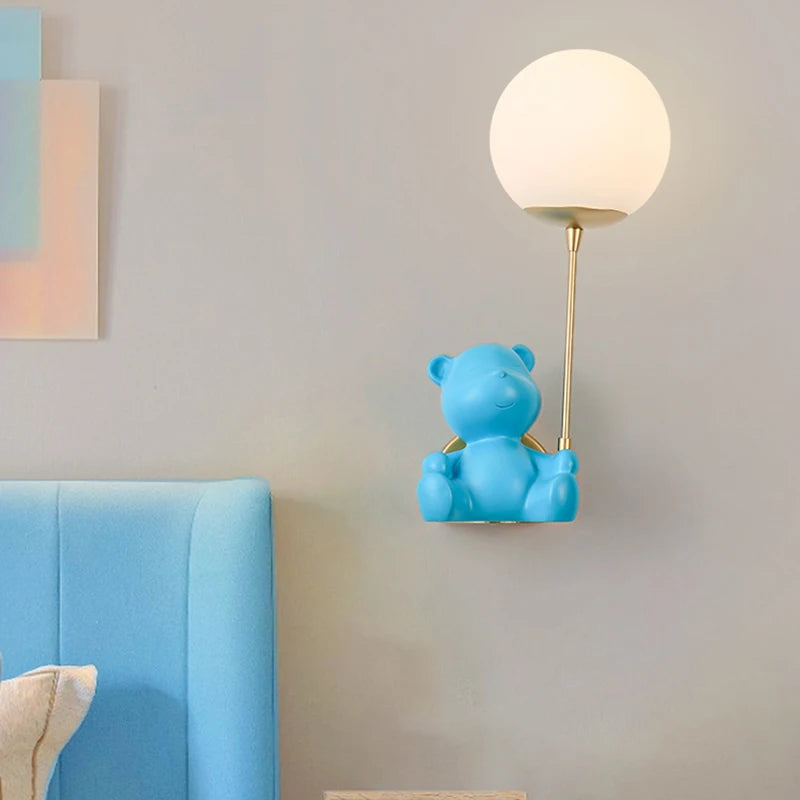 applique murale ours avec interrupteur à tirer pour enfants - vue 6 sur 12