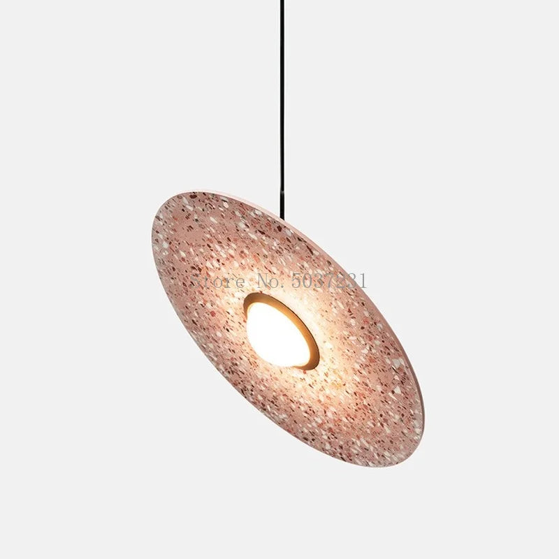 Suspension vintage en ciment terrazzo ufo led personnalisation designer - vue 4 sur 10