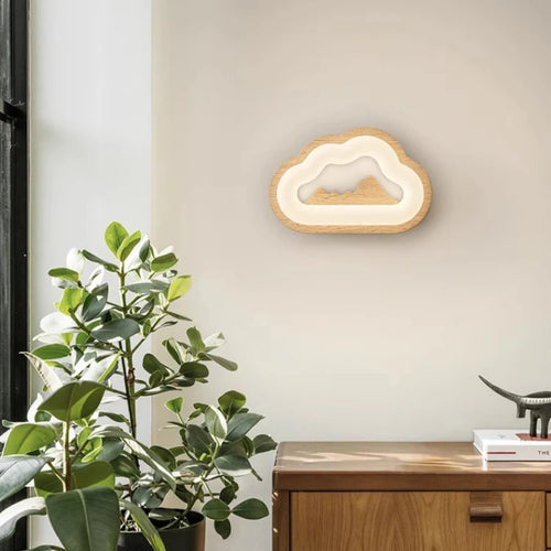 applique murale en bois massif nuage pour chambre d enfant - vue 6 sur 9