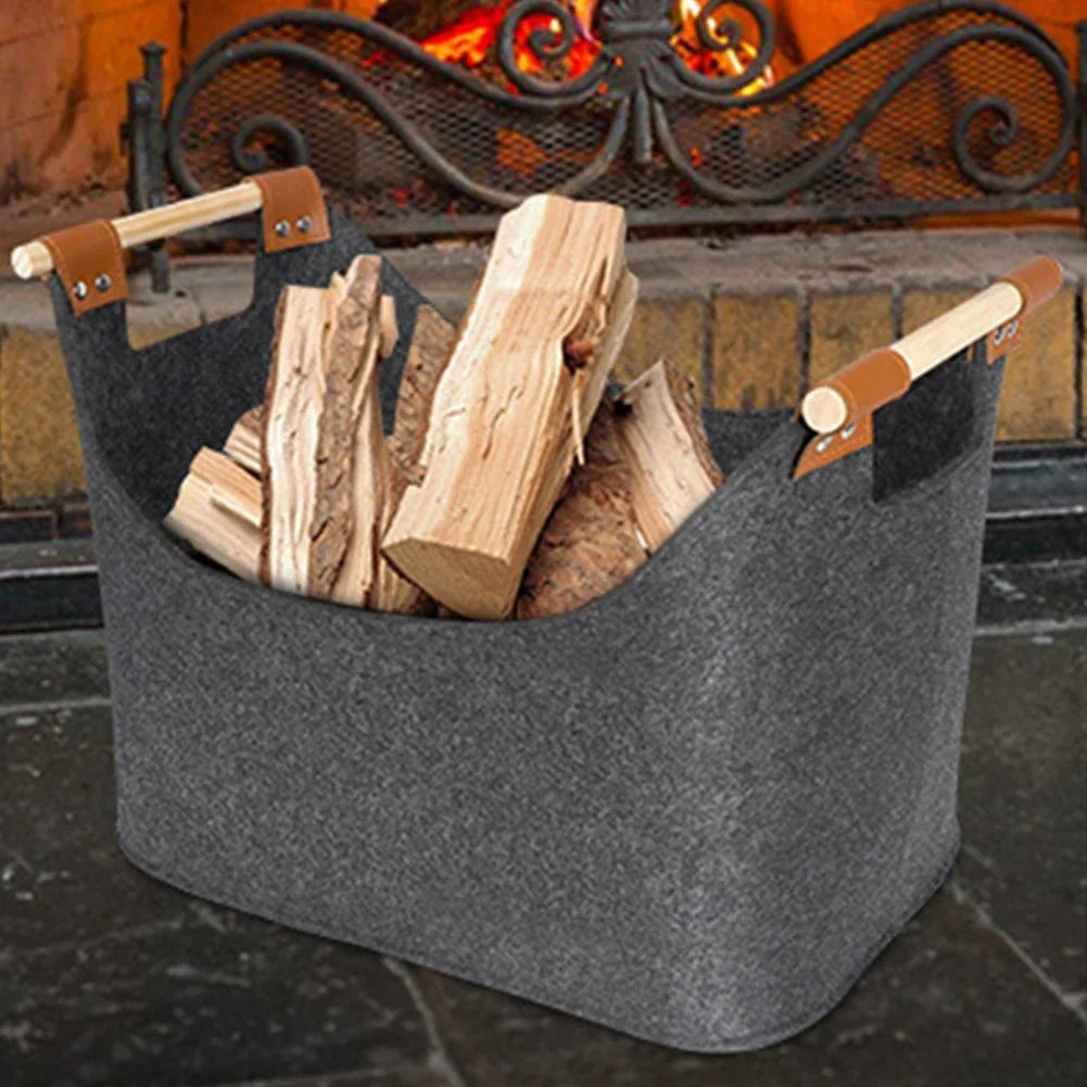 panier en feutre pliable pour rangement bois et vêtements - vue 3 sur 11
