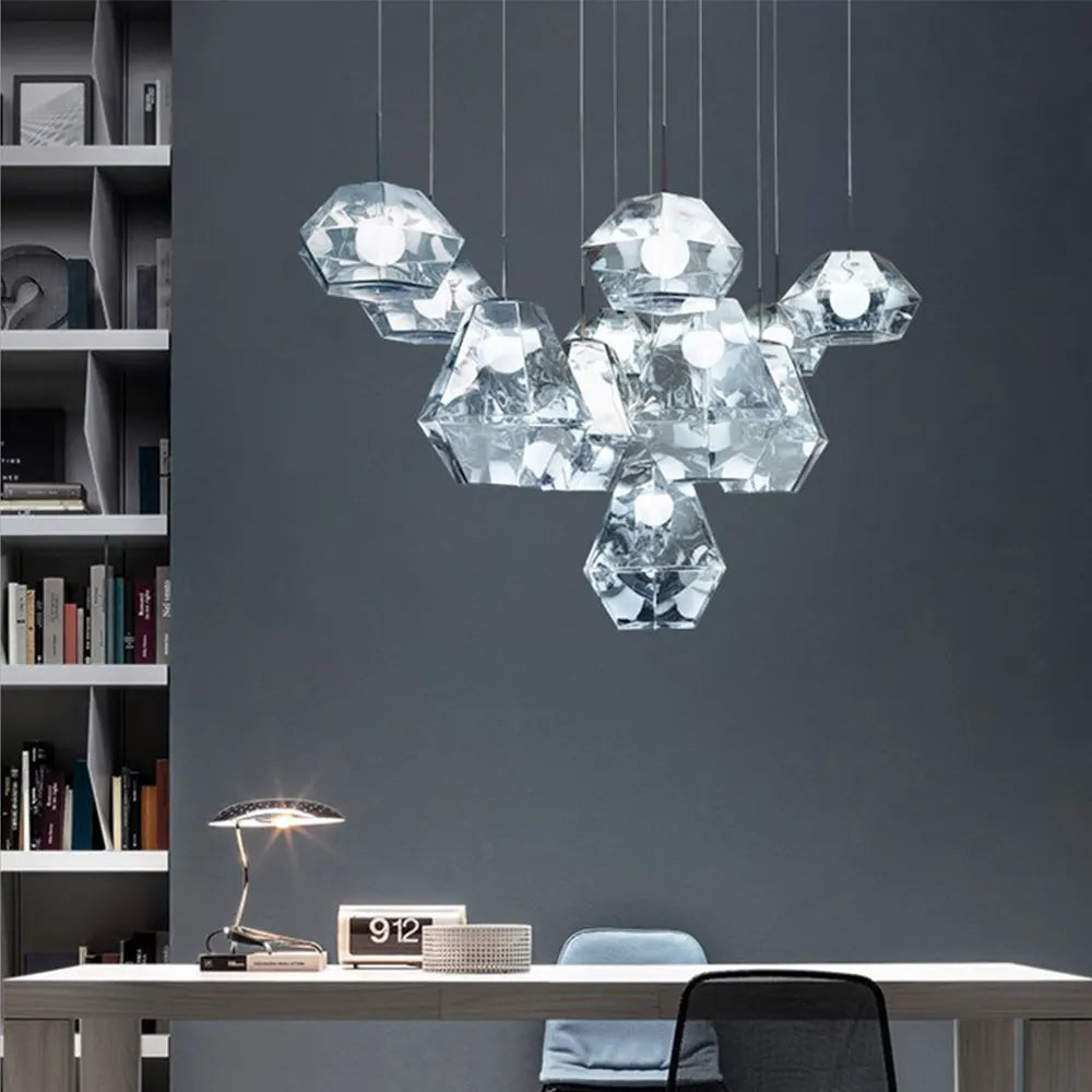 Moderne LED diamant lave verre suspension rétro lustre décor à la maison Restaurant hôtel chambre Bar café luminaire lampe - vue 5 sur 12