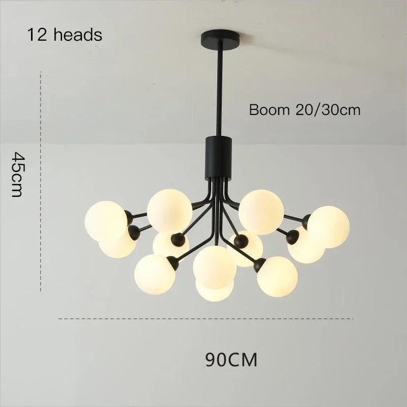 lustre moderne en verre à bulles et fleurs décoratif - vue 10 sur 12