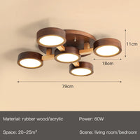 lustre led moderne en bois pour décoration intérieure