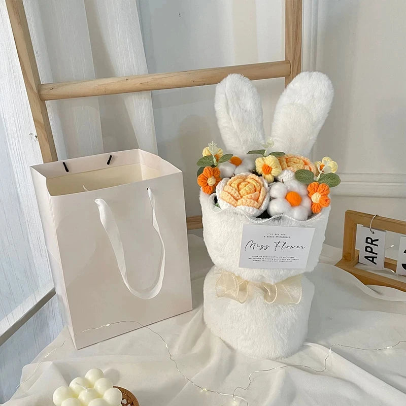 bouquet de roses tricotées cadeau de saint-valentin et noël en dessin animé - vue 9 sur 9