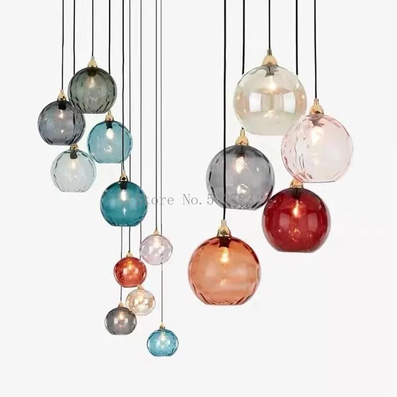 lustre verre coloré nordique moderne grain eau - vue 7 sur 29