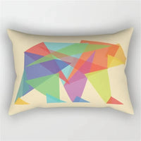 housse de coussin géométrique arc-en-ciel et motif végétal