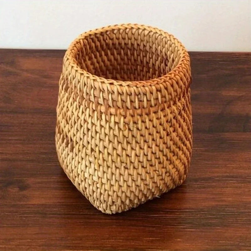 organisateur de rangement en rotin pour ustensiles de cuisine - vue 5 sur 7