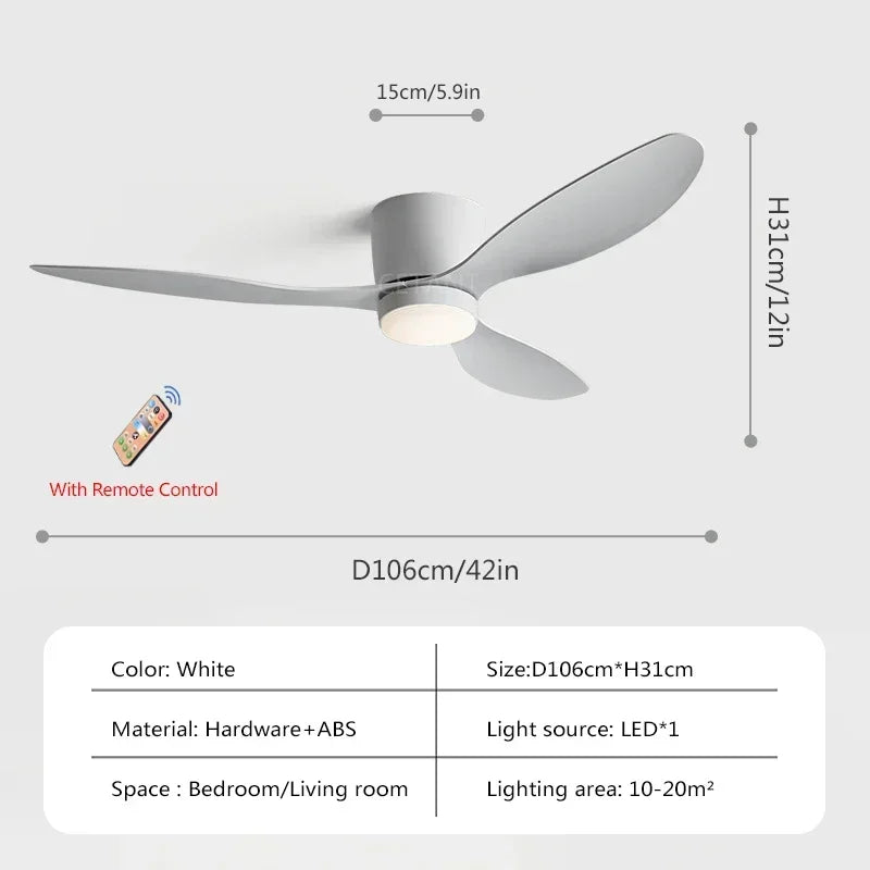 plafonnier ventilateur lumineux avec télécommande design nordique - vue 11 sur 11