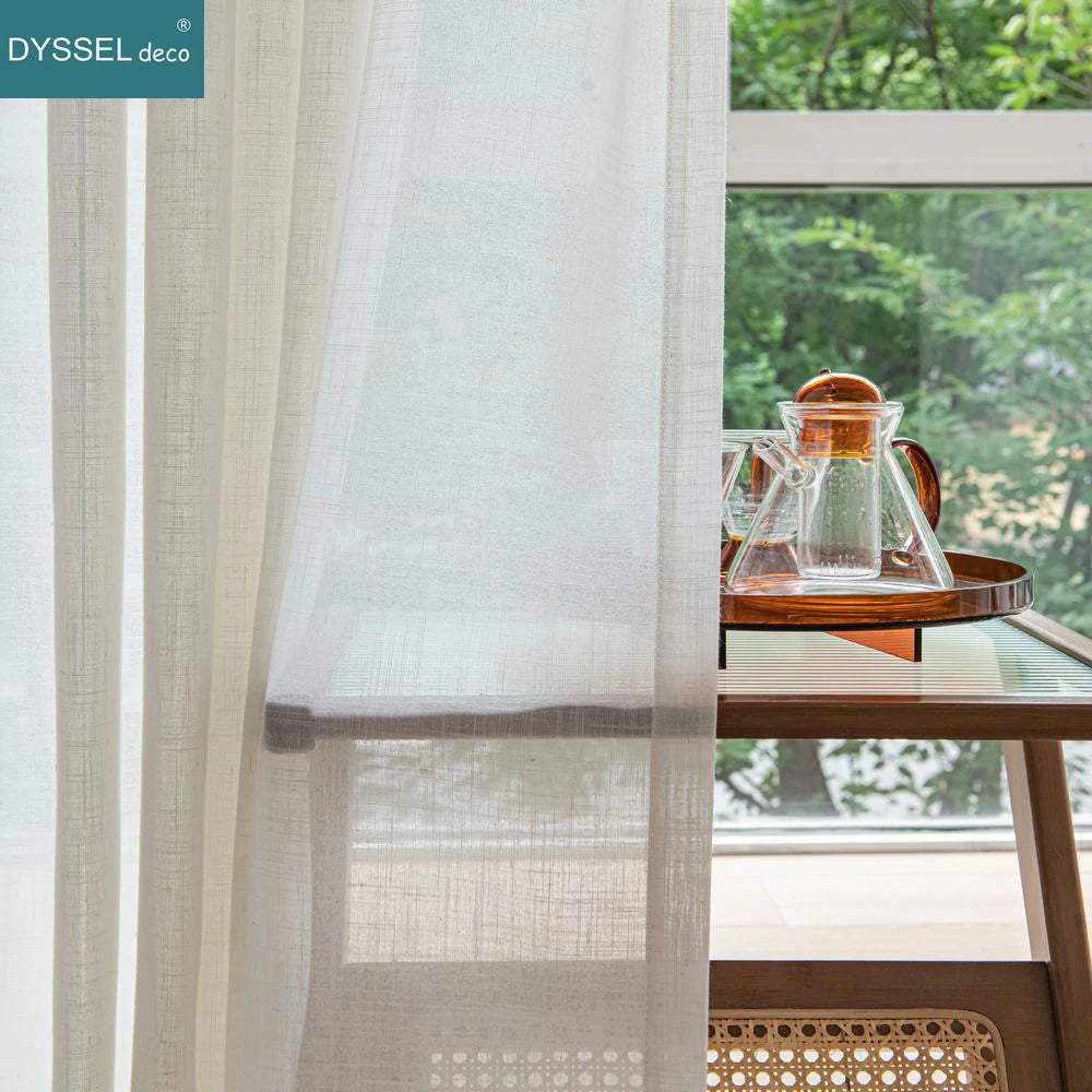 Rideau léger style lin translucide pour salon chambre