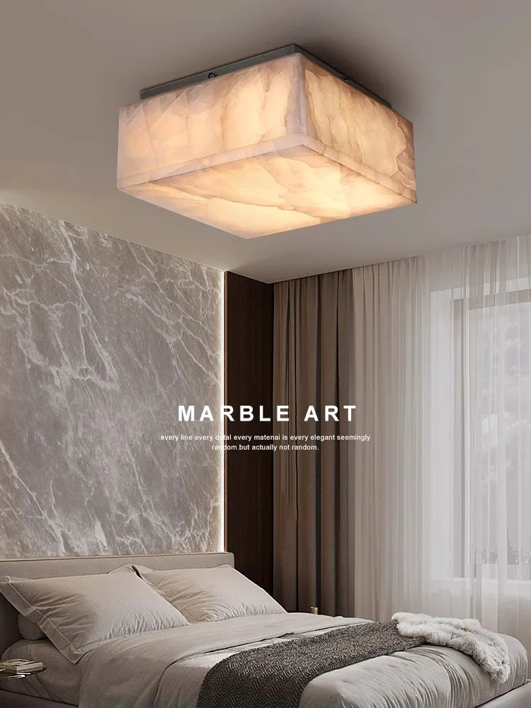 plafonnier led design moderne en marbre naturel haut de gamme - vue 4 sur 12