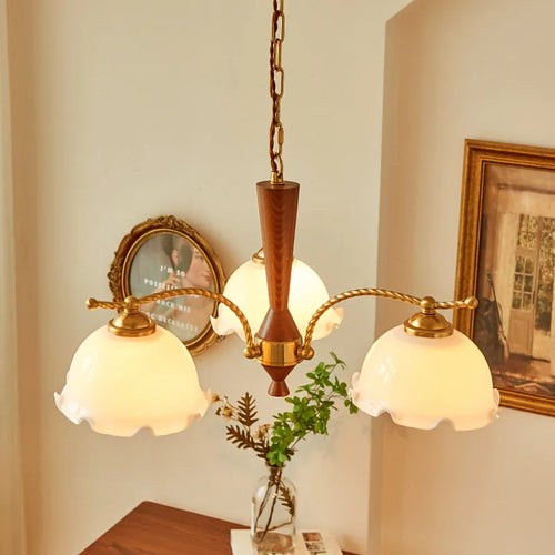 lustre vintage médiéval romantique en bois massif style japonais rétro - vue 9 sur 8