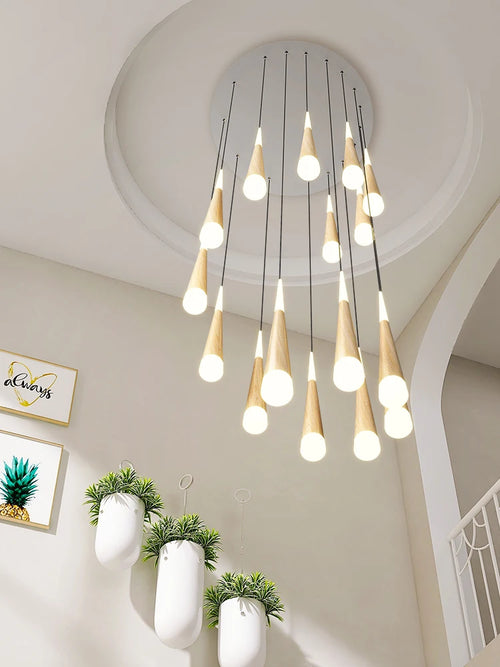 suspension led moderne pour escalier duplex nordique