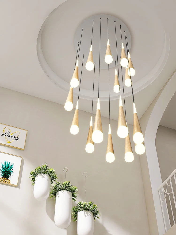 suspension led moderne pour escalier duplex nordique - vue 4 sur 12