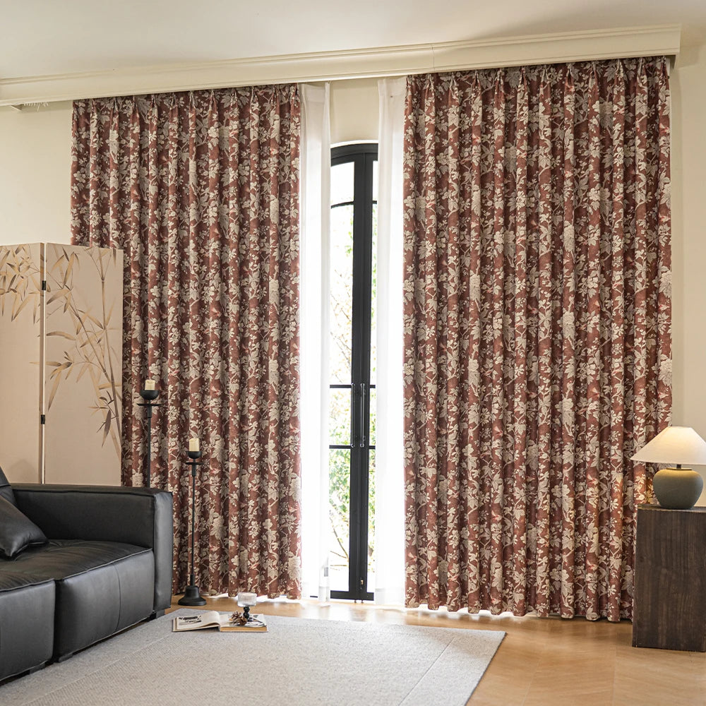 Rideau jacquard style rétro occultant pour chambre salon - vue 3 sur 8