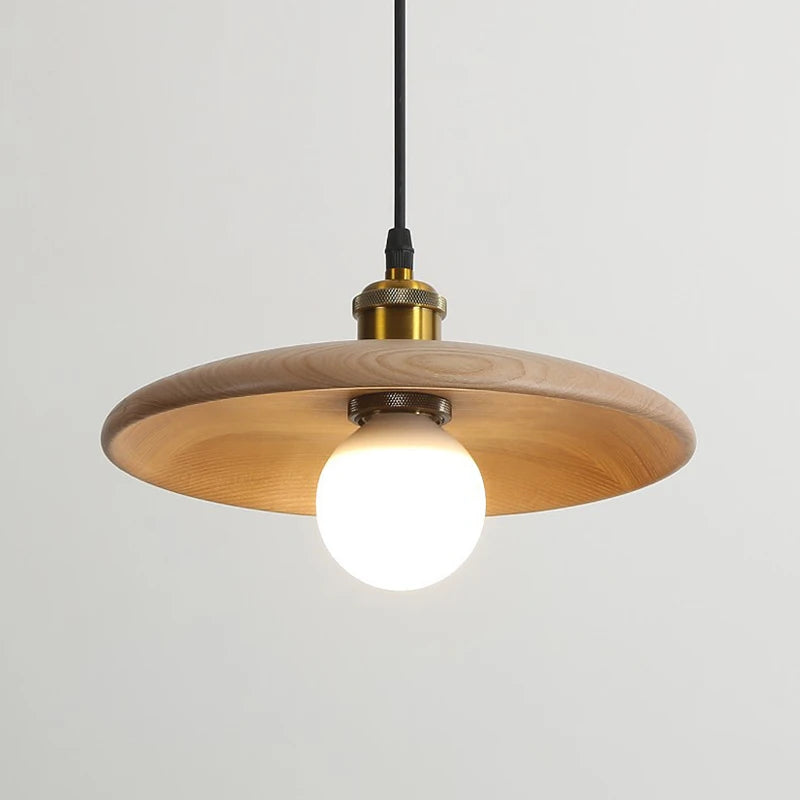 Lampe de style idyllique soucoupe volante bois lampes suspendues E27 Table à manger décor lumière Restaurant chevet salon de thé chapeau lampe suspendue - vue 2 sur 12