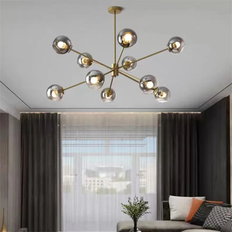 lustre rétro en verre pour décoration intérieure moderne - vue 4 sur 5