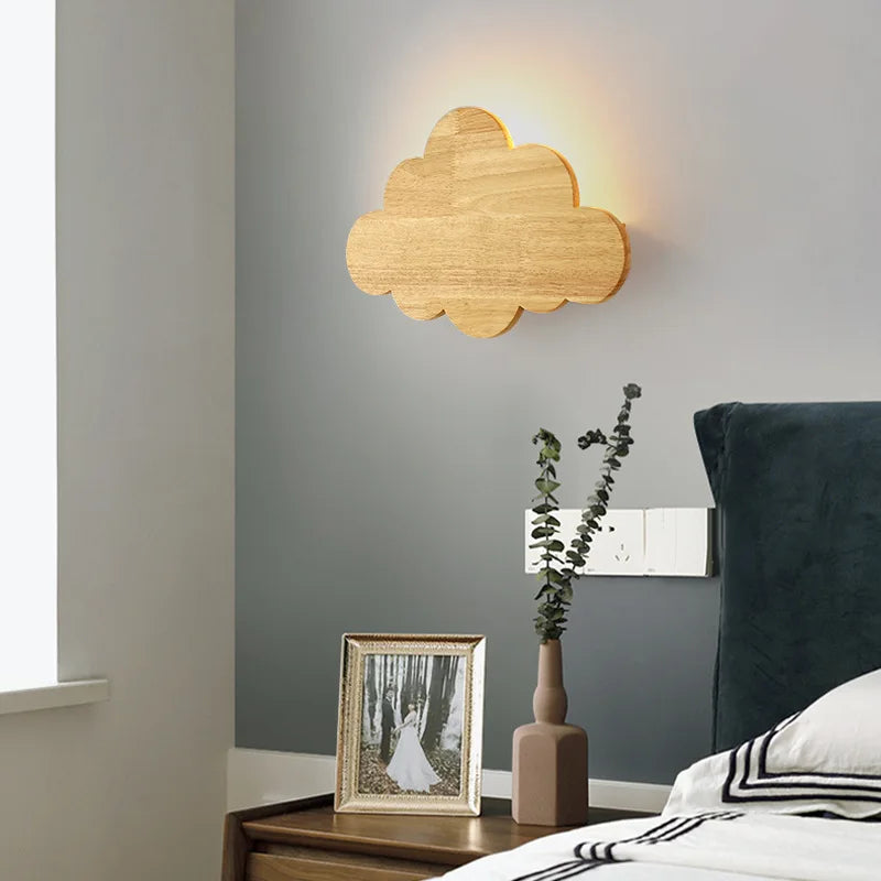 applique murale nuage en chêne naturel pour décoration enfant - vue 4 sur 7