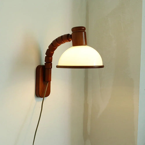 Applique murale rétro en bois massif avec prise