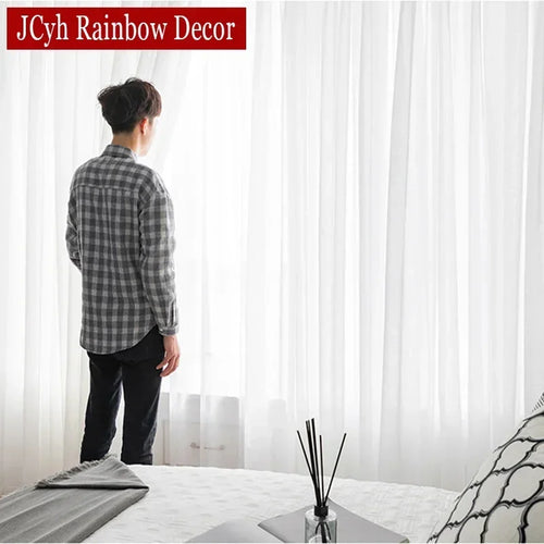 Voilage tulle transparent style moderne pour salon fenetre - vue 4 sur 7