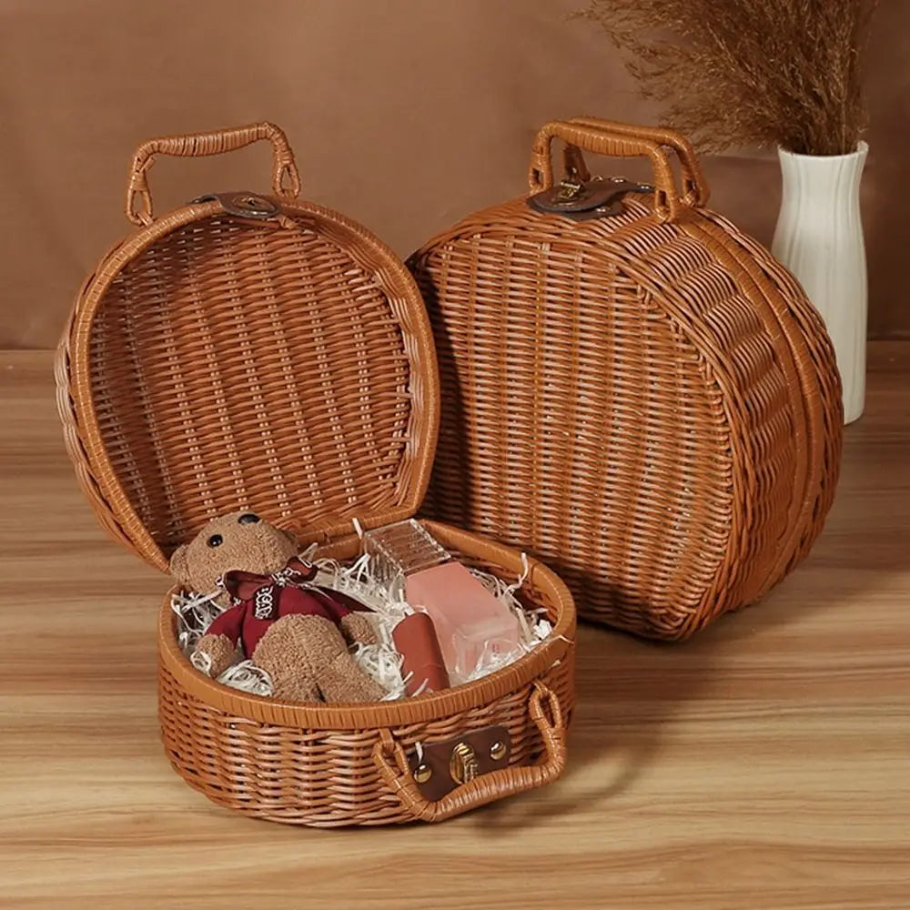 valise ronde en osier pour pique-nique pratique et résistante - vue 10 sur 9