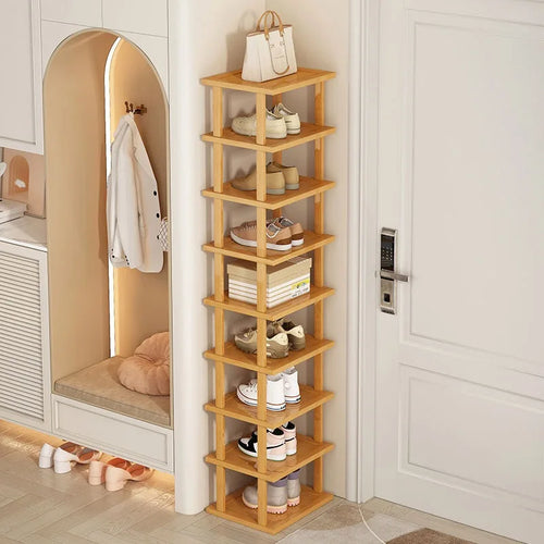 organisateur de chaussures en bambou peu encombrant multicouche - vue 2 sur 7