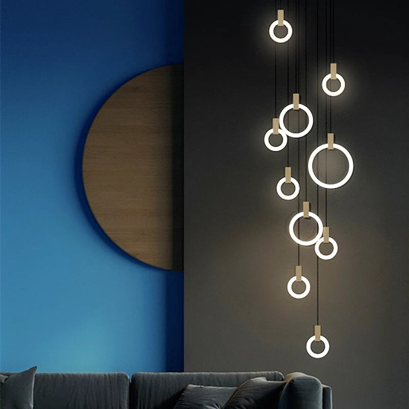 Modern Creative Led Wooden Living Room Chandelier, Bedroom Lamps Nordic Attic Chandelier, Dining Room Decorative Chandelier - vue 3 sur 6